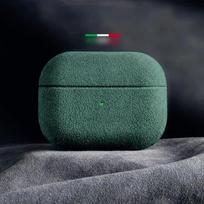 Itališkas zomšos odos dėklas Airpods Pro 2, prabangus dirbtinės odos visapusiškas dėklas Airpods 4 3, belaidžio įkrovimo dėklas For AirPods Pro 2 žalia