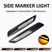 LED šoniniai gabaritiniai žibintai, posūkio signalai, sekvenciniai sparno indikatoriai BMW 1 3 5 serijos F30 E90 E91 E92 E93 E46 E60 E61