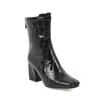 Rudens moteriški ankle boots batai gyvatės odos blokiniu aukštu kulnu raudoni balti trumpi batai moteriški madingi žiemos batai didelis dydis 48 34 juoda