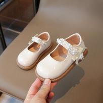 Madingi vaikiški odiniai batai Mergaitei Gėlių batai Pavasariniai Nauji Mergaičių Princesės batai Minkštas padas Neslystantys Universalūs vienetiniai batai Vaikams 21insole13.6cm balta