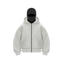 Men and women Balaclava Gothic Harajuku winter new item double hooded sweatshirt men's hooded mask zipper sportswear S šviesiai pilka spalva