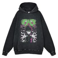 Anime Mob Psycho 100 Kageyama Shigeo Ekubo Graphic Hooded Men Women Washed Hoodies Harajuku Unisex Cotton Sweatshirt Tops S