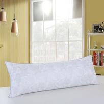 Wedding Couple Long Neck Support Pillow with Feather Down Core for Home Use 48 x 120 cm beige