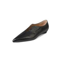 Madingi nauji pavasariniai karvės odos moteriški bateliai su smailiais pirštais, moteriški siurbliai, skirti moterims, „Zapatos De Mujer“ madingi retro stiliaus moteriški bateliai su žemu kulnu. 34 juoda
