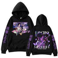 Anime Demon Slayer Kochou Shinobu Džemperis Harajuku Hip Hop Puloveris Viršūnės Džemperis Dovana XS juoda