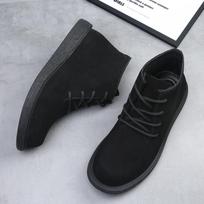 Madingi vyriški ankle boots Retro universalūs britiško stiliaus pagalbiniai tooling batai natūrali oda vyrams aukštakulniai vyriški batai karvės zomšos oda 38 juoda