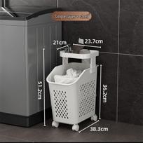 Daugiasluoksnis kilnojamas skalbinių krepšys: Vonios kambario laikymo lentyna su ratukais. With Swivel Wheels
