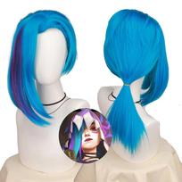 LOL Jinx Cosplay Perukas Ilgas Supintas Mėlynas Palaido Kanono Perukas su Mėlyna Kasa Karščiui Atsparus Sintetinis Plaukas Anime Perukai as the picture-One Size