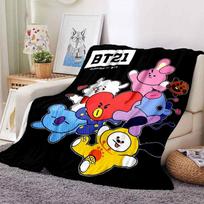 2022 Mielas bt21 pledas Minkštas vilnos pledas Namų dekoras Miegamasis Svetainė Sofa Skaitmeniniu būdu spausdinti pledai Kelionėms 75x90cm