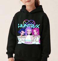 KPop Demon Hunters Huntrix Hoodies Pullover Girls Boy Cartoon Hooded Sweatshirt Girls Fashion Casual Tops Children's Clothing 100cm juoda
