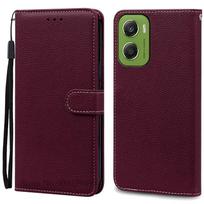 Dėklas Motorola G06, atverčiamas odinis piniginės viršelis, skirtas Motorola Moto G06 dėklui, knygos viršelis, Capa MotoG06 mobiliojo telefono dėklas, Fundas For Moto G06 vyno raudonos spalvos