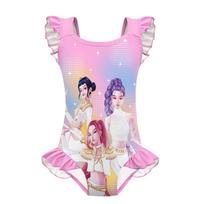 Vaikams Mergaitėms Anime Animacinis K-Pop Rumi Zoey Mira Spausdintas Rankovių Neturintis Klostytas Viengubas Maudymosi Kostiumas 100cm