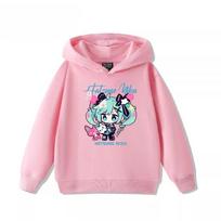 Vaikams Paaugliams Hatsune Miku Kūrybingas Raštas Megztinis Drabužiai Ruduo ir Žiema Lauko Šiltas Mielas Mergaitėms Su Gobtuvu Džemperis 110