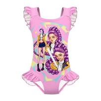 Vaikams Mergaitėms Anime Animacinis POP Dainininkė Rumi Zoey Mira Spausdintas Rankovių Neturintis Vienspalvis Maudymosi Kostiumas Maudymosi Apranga 100cm