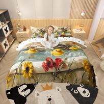 Homewish Rustic Duck Antklodės Užvalkalų Rinkinys, Kaimo Gėlių Gėlių Antklodės Užvalkalų Rinkinys, Baltas Geltonas Lovos Rinkinys Berniukams Paaugliams UK C 120x150cm 2pcs&set