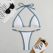 seksuali string micro mini bikinių komplektas aukšto juosmens maudymosi kostiumas stringai maudymosi kostiumas Maudymosi drabužiai Biquini conjunto de bikini tankini paplūdimio drabužiai S balta