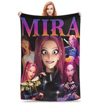 Mira Kpop Demonų Medžiotojai Flanelinis pledas Žieminis Minkštas apklotas vaikams Lauke Pūkuota lovatiesė Sofos lovos užvalkalas 60x80cm juoda
