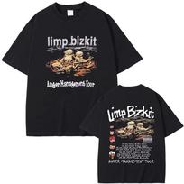 90-ųjų roko grupė Limp Bizkit Anger Management turo marškinėliai Vasariniai vyriški moteriški laisvalaikio medvilniniai gatvės stiliaus unisex aukštos kokybės marškinėliai L white