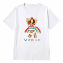 Vasarinė madinga marginta marškinėliai Gerbėjo dovana Drabužiai Moteriški marškinėliai Mariah Carey marškinėliai Moteriški trumpomis rankovėmis trumpomis rankovėmis marškiniai S
