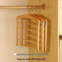 Kizhiqi medinis daugiasluoksnis neslystantis kelnių pakaba spintoms Multilayer Solid Wood Trouser Hanger