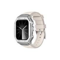 Prabangus lydinio dėklas + TPU dirželis Apple Watch 45mm 44mm nerūdijančio plieno sagtimi iWatch 9 8 7 6 5 4 savarankiško modifikavimo rinkinys 44mm