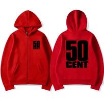 Raperis 50 Cent The Massacre klasikinis albumas Grafika Užtrauktukas Megztinis Unisex hip hop punk gatvės stilius Gobtuvėlis Vyrai moterys Vilnos Paltai S raudona
