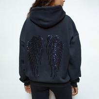 Y2K Retro Sparnai Blizgučiai Gobtuvėlis Angelo Sparnai Ornamentas Megztinis Harajuku Saldus Ponios Atsitiktinis Gatvės Drabužis Laisvo Kirpimo Megztinis Paltai S