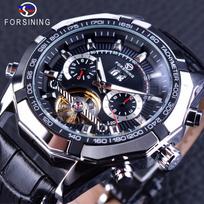 FORSINING vyriški mechaniniai automatiniai „Tourbillon“ sportiniai rankiniai laikrodžiai iš plieno prabangus laisvalaikio laikrodis 205mm*24mm*46mm balta