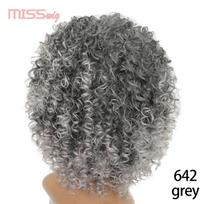 XINRAN 16 colių ilgi Afro Kinky garbanoti perukai moterims Sintetiniai perukai Afrikos šukuosenos karščiui atsparus pluošto perukas 642-grey