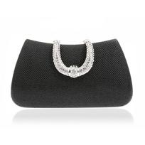 SCIONE Moteriškos Crystal U Diamond Clutch Krepšiai Blizgučiai Sidabriniai Vakariniai Krepšiai Moteriška rankinė 17cm*10cm*5cm juoda