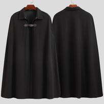 INCERUN Vyriški madingi apsiaustai be rankovių apsiaustas Cosplay viršutiniai megztiniai, vyriški vienspalviai manteau 2XL juoda