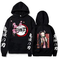 Japonijos anime Kawaii Demon Slayer Kamado Nezuko Manga Megztiniai megztiniai Viršutiniai megztiniai Gatvės drabužiai Unisex animacinių filmų megztiniai S juoda