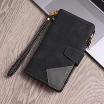 Piniginės linijos kelių kortelių susiuvimo odinis dėklas, skirtas iPhone Samsung Galaxy Xiaomi Redmi Huawei Google LG Nothing Phone Case iPhone 13 juoda