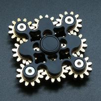 Metalinis grynas žalvaris „Fidget Spinner Gears“ jungtis „Fidget Giro“ žaislas, „pasidaryk pats“ rankinis suktukas sukasi ilgą laiką su keliais aukščiausios kokybės guoliais (9 juodos pavaros) 7.1x5.6x2.5cm juoda