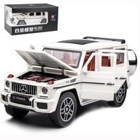 1/24 Benz G63 AMG modelio automobilis, cinko lydinio, ištraukiamas atgal Žaislinis automobilis su garsu ir šviesa vaikams, berniukui, mergaitei 22*8.5*9.5cm balta