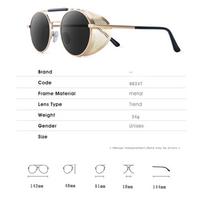 Retro apvalūs metaliniai akiniai nuo saulės Steampunk vyrams moterims Mados prekės ženklo dizainerio Vintažiniai akiniai nuo saulės Oculos De Sol Atspalviai UV apsauga
