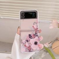 Drugelio apyrankė Gėlė Skaidrūs sulankstomi dėklai Samsung Galaxy Z Flip 4 dėklui Z Flip 3 5g Minkšto silikono smūgiams atsparus dangtelis Galaxy Z Flip 3