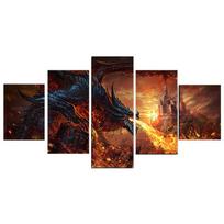 Moduliniai paveikslėliai Drobės sienelės menas 5 skydas Fire Dragon World Of Warcraft Žaidimo paveikslai Spausdintas plakatas Svetainės namų dekoravimas 20x35cm*2  20x45cm*2  20x55cm*1 black