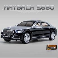 1:24 mastelio Benz S680 lydinio automobilio modelis, atitraukiamas žaislinis automobilis su garsu ir šviesa dovanų kolekcionavimui. 1/24-22.8x7.6x6.3cm juoda