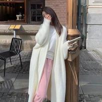 Moteriškas užsienietiško stiliaus megztinis Moteriškas palaidas megztinis „Lazy Cardigan“ moteriškas paltas „Pure Desire“ suknelė One Size balta