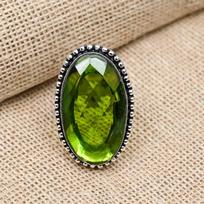Elegantiškas peridoto brangakmenio rankų darbo 925 sterlingų sidabro mielas visų dydžių papuošalų žiedas 4 žalia