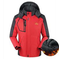 Vyriška lauko kalnų slidinėjimo striukė sniegui, vandeniui atspari vėjui žiemos paltas su gobtuvu XL raudona