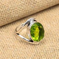 Peridot Gemstone 925 Kieto sterlingo sidabro rankų darbo papuošalų prabangus žiedas moterims 4 žalia