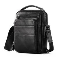 Natūralios odos pečių krepšiai vyrams Messenger Bag Vintage Tote Crossbody Bags Rankinė juoda