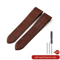 Natūralios odos laikrodžio apyrankė, skirta Cartier Sandoz dirželiui Santos100 vyriška moteriška sulankstoma sagtimi Brown-No Buckle  20mm