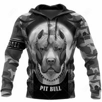Pet Dog Pitbull Hoodies Vyriški megztiniai rudens ir žiemos vyriški megztiniai 3D spausdinimui Laisvi gatvės drabužiai Hip Hop Fallow megztiniai 4XL