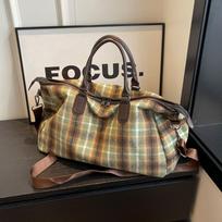 Nešiojamas kelioninis krepšys, didelės talpos retro languotas Crossbody fitneso krepšys trumpo nuotolio kelioniniam bagažo krepšiui 50*29*23cm raudona
