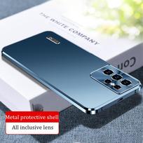 „Samsung Galaxy S25 S24 S23 S21 S22 Ultra Case“ metalinis magnetinis viso fotoaparato objektyvo apsauginis apvalkalas, aliuminio lydinio itin plonas dangtelis For iPhone 15 Pro Max mėlyna
