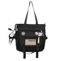 Didelės talpos moteriškas krepšys per petį Vyriškas krepšys Crossbody Bag studentų užsiėmimų knygų krepšys juoda