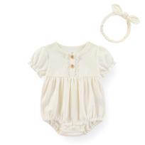 Kūdikių mergaičių komplektai Medvilninis smėlinukas + Galvos juostelė Trumpomis rankovėmis 6-24 mėn. Mieli naujagimių mergaičių drabužiai Su raštu 6M